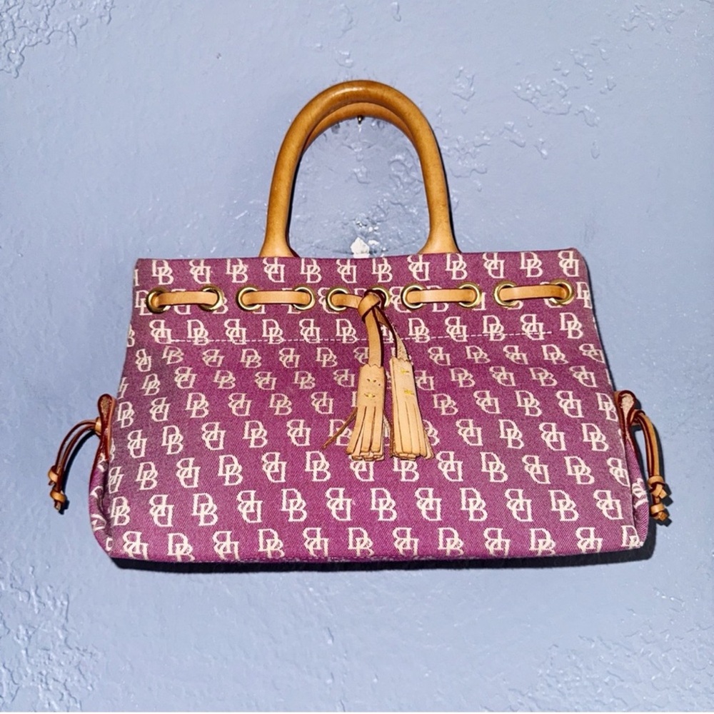 Dooney & Bourke Vintage Y2K Purple Tiny Tassel Tote